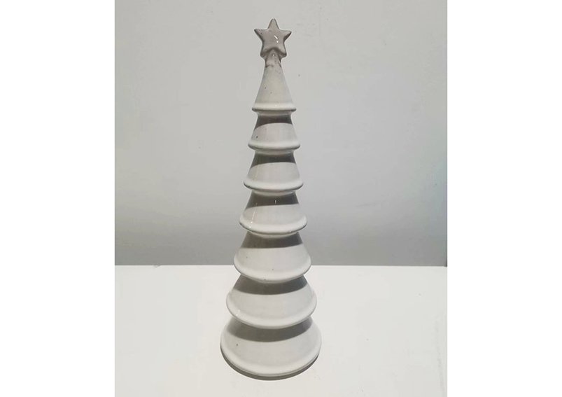 Porseleinen kerstboom wit (B/H/D) 11x34x11cm