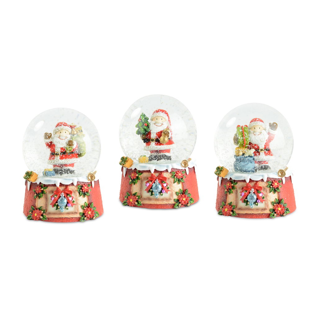 Boule à neige Père Noël, 3 motifs assortis, poly, 9.5 cm, 1 pce, rouge
