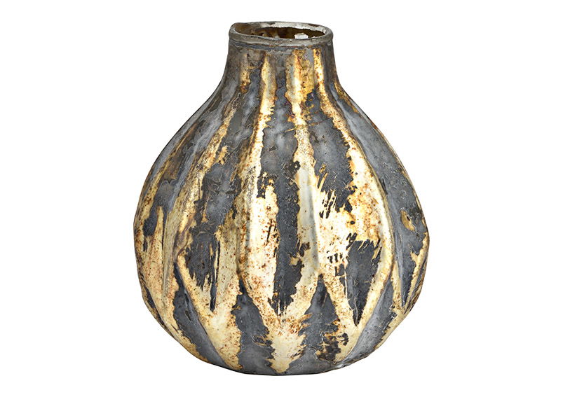 Vase aus Glas antik gold (B/H/T) 11x13x11cm