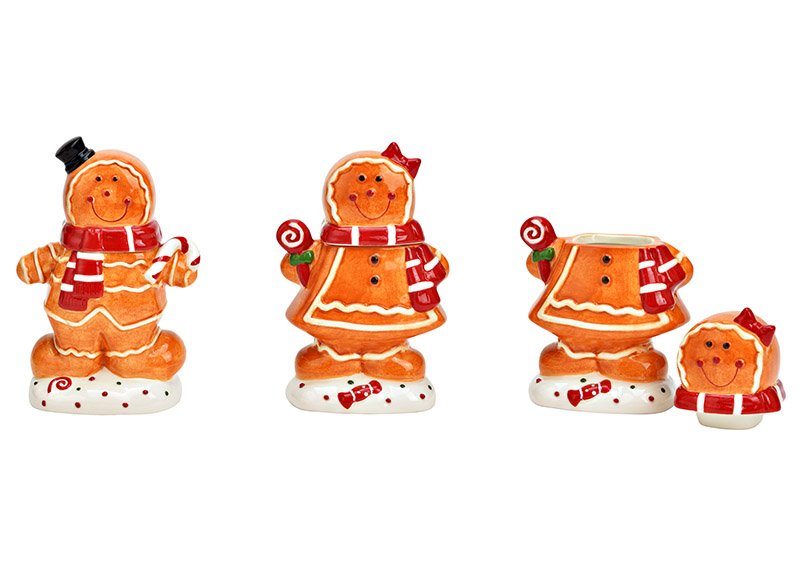 Box ceramic gingerbread house colorful (W/H/D) 16x27x14cm
