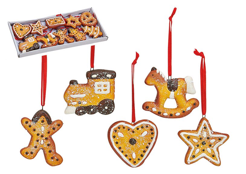 Appendino natalizio decorativo di pan di zenzero, assortito, argilla (L/H/D) 5x5x0,5 cm
