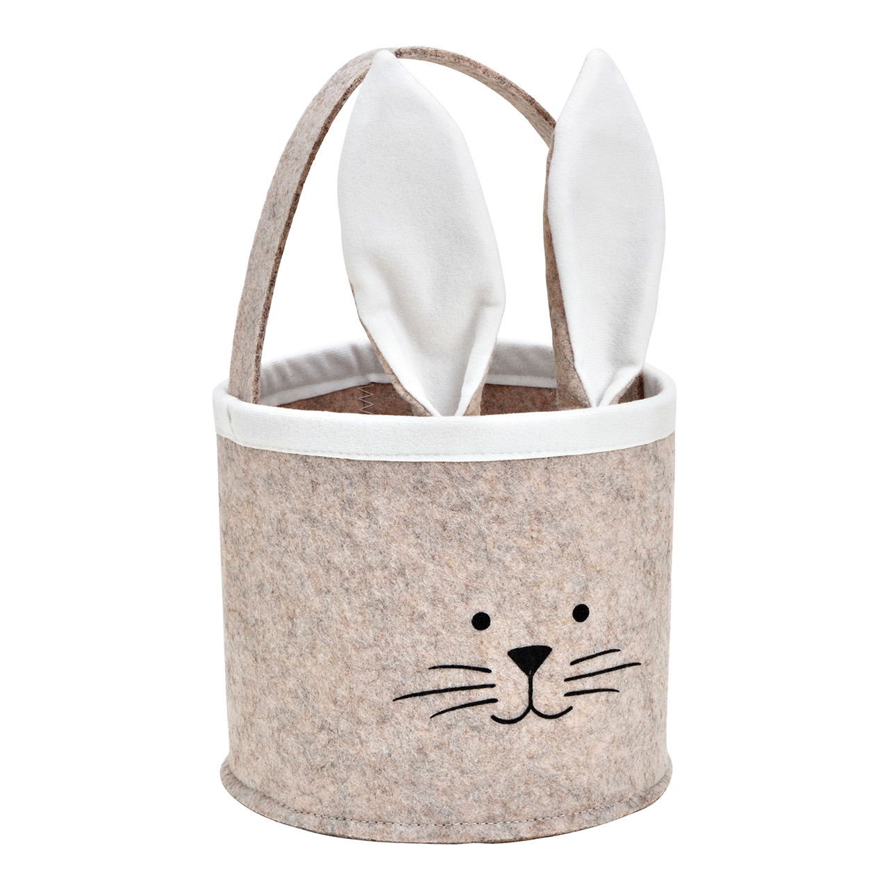 Panier Lapin avec anse en feutre Beige (L/H/P) 16x28x16cm