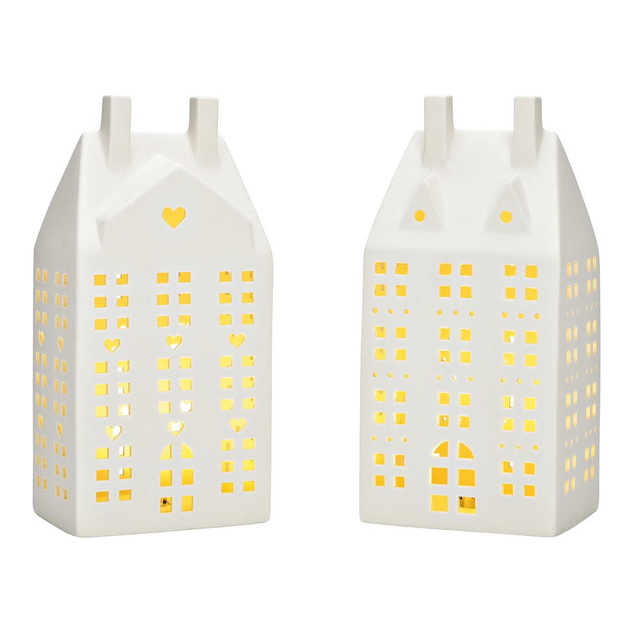 Maison lumineuse LED en céramique, 2 fois, blanc (L/H/P) 13x28x10cm Maison lumineuse LED en céramique, 2 fois, blanc (L/H/P) 13x28x10cm