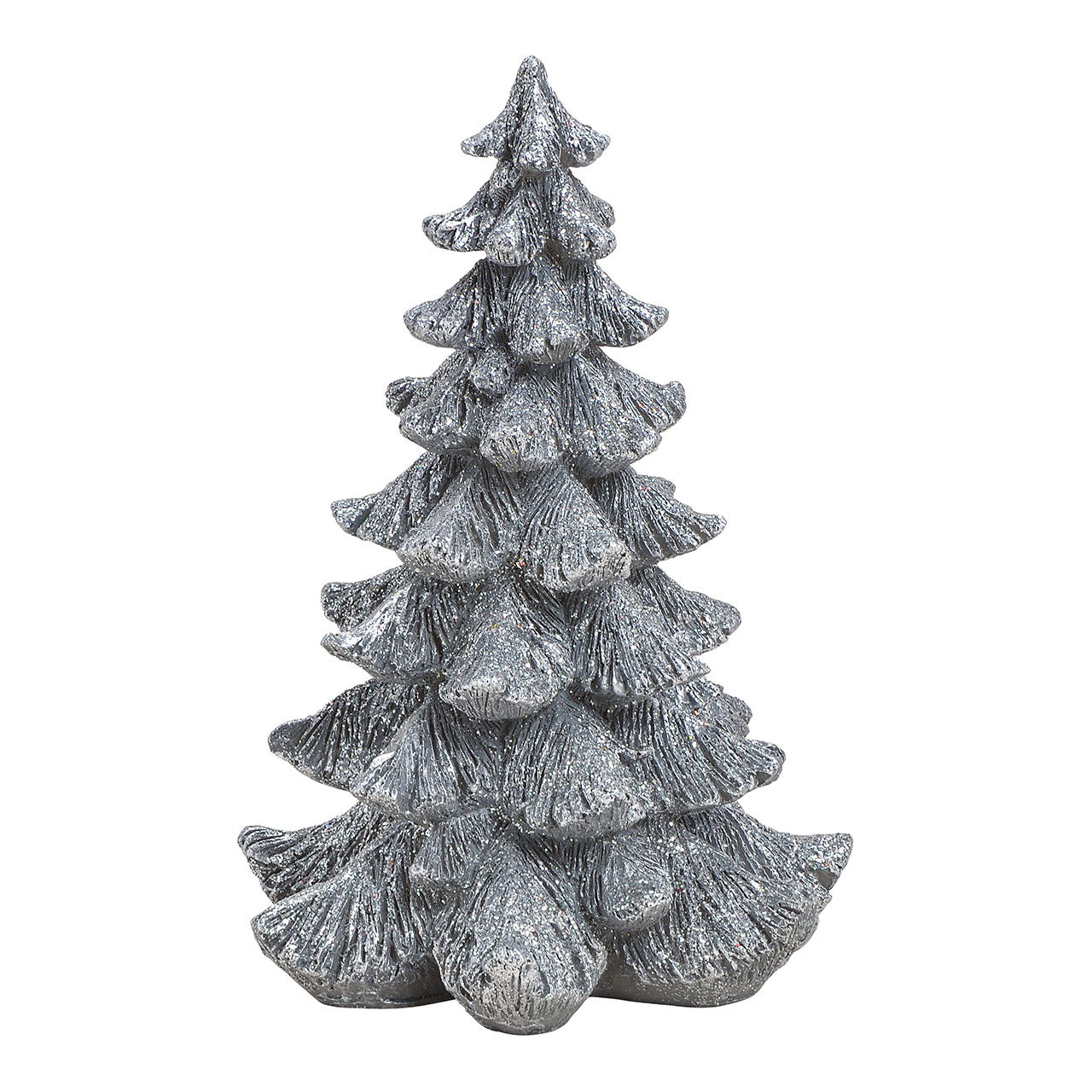 Zilver poly dennenboom (B/H/D) 14x21x14cm Zilver poly dennenboom (B/H/D) 14x21x14cm