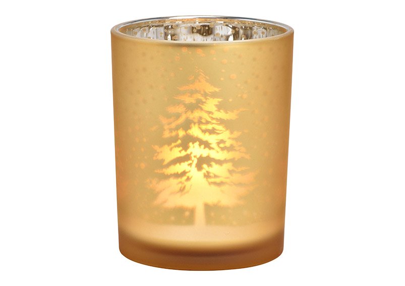 Vento luce foresta invernale decorazione in vetro champagne (L / H / D) 10x12x10cm