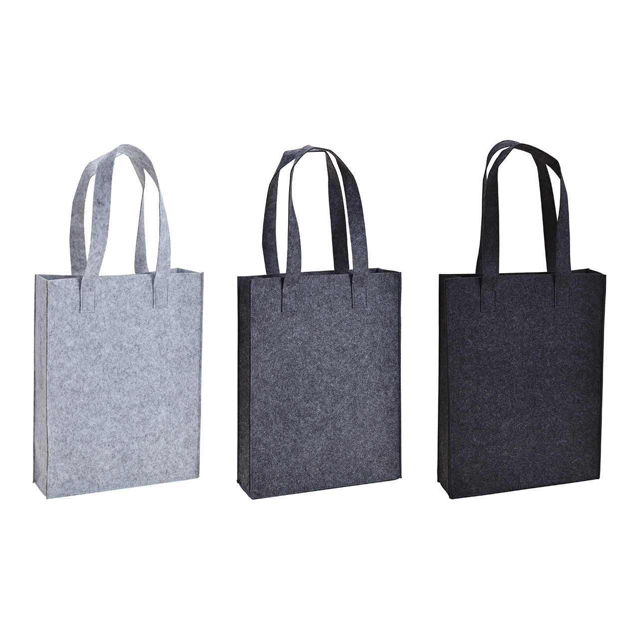 Bag with handles felt grey 3-asst. 30x40x9cm