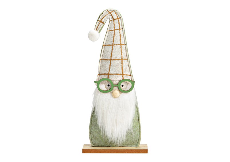 Stand gnome wooden base made of felt green (W/H/D) 14x30x5cm