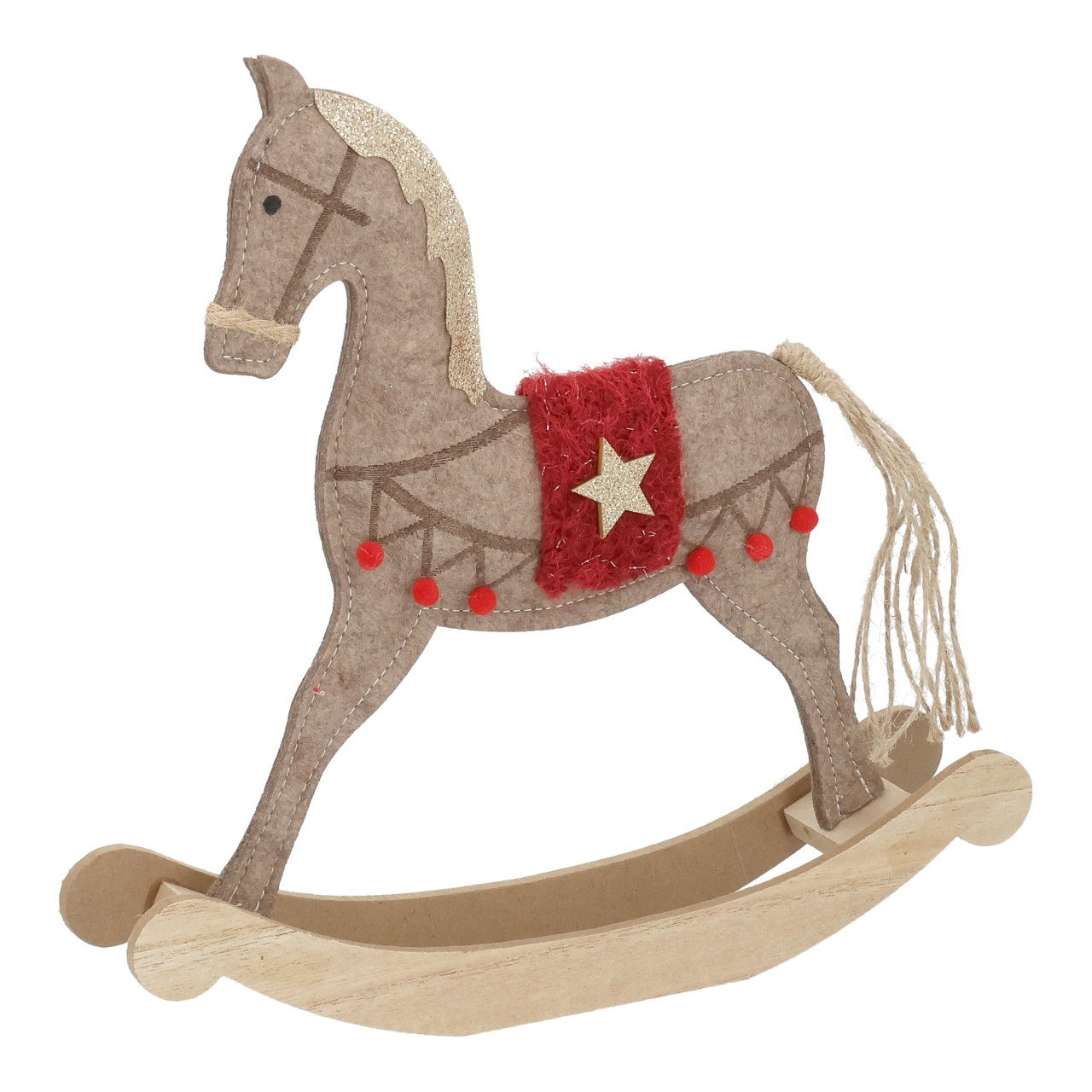 Schaukelpferd aus Filz Braun (B/H/T) 29x28x5cm Moebel