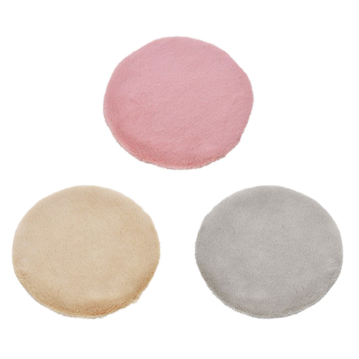 Seat cushion faux fur made of polyester gray, beige, pink 3-fold, Ø35cm