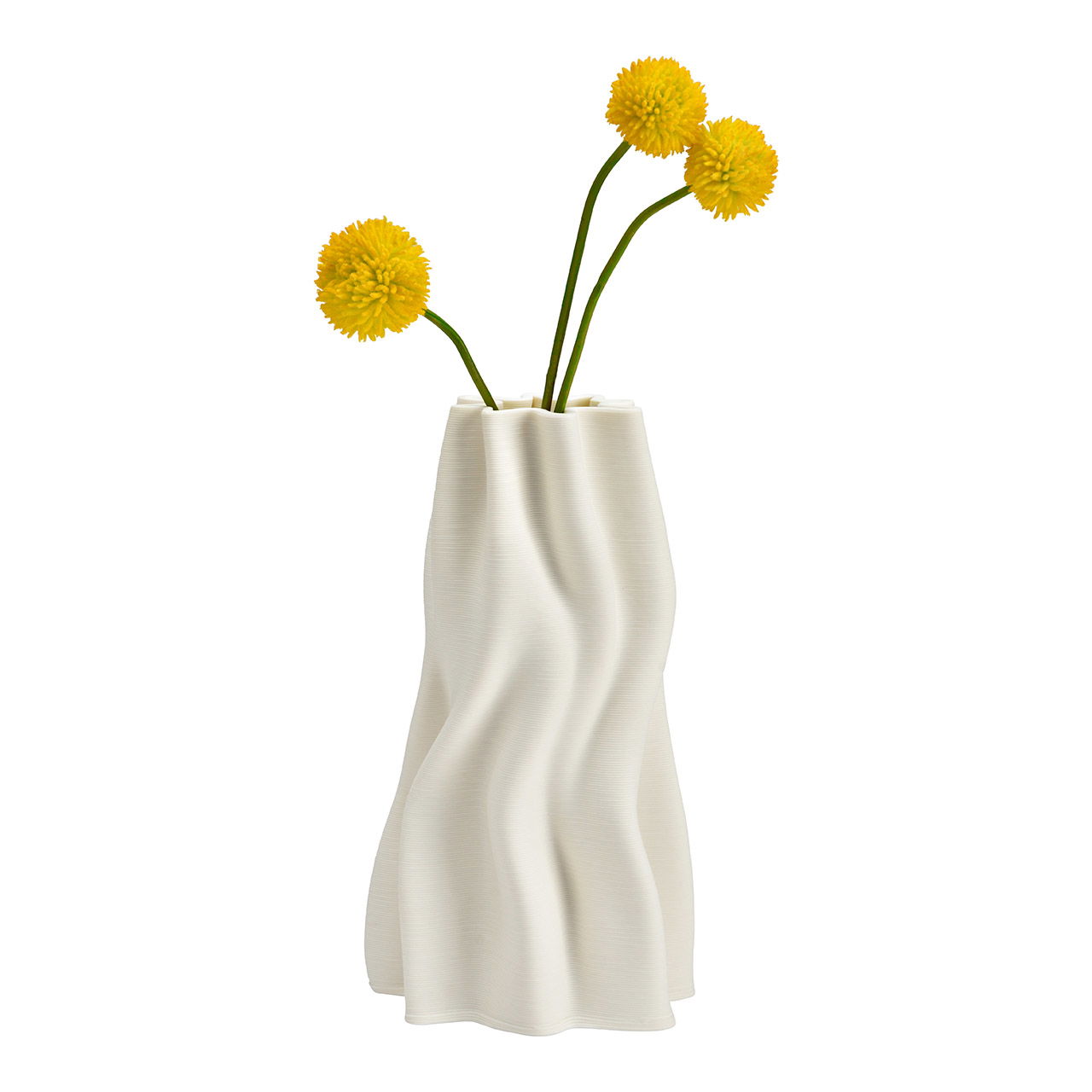 3D printed ceramic vase, white (W/H/D) 12x22x10cm for dried flowers only