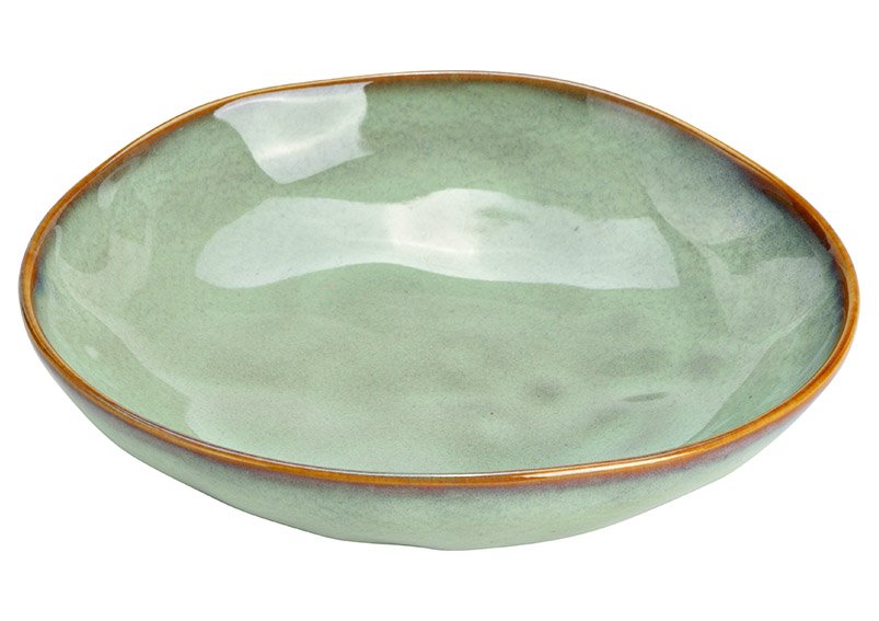 Stoneware bowl green (W/H/D) 18x4x18cm
