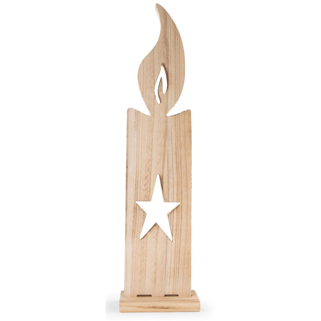 Bougie décorative à poser, bois, 17x12,5x71cm, 1 pce, naturel, @ Bougie décorative à poser, bois, 17x12,5x71cm, 1 pce, naturel, @