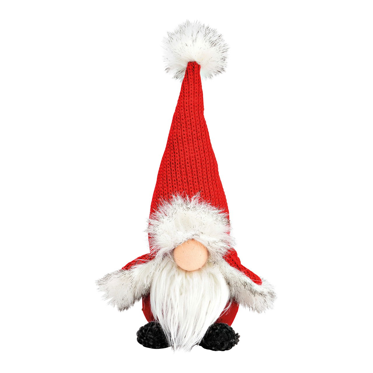 Gnome with knitted fabric hat red (W/H/D) 15x30x11cm