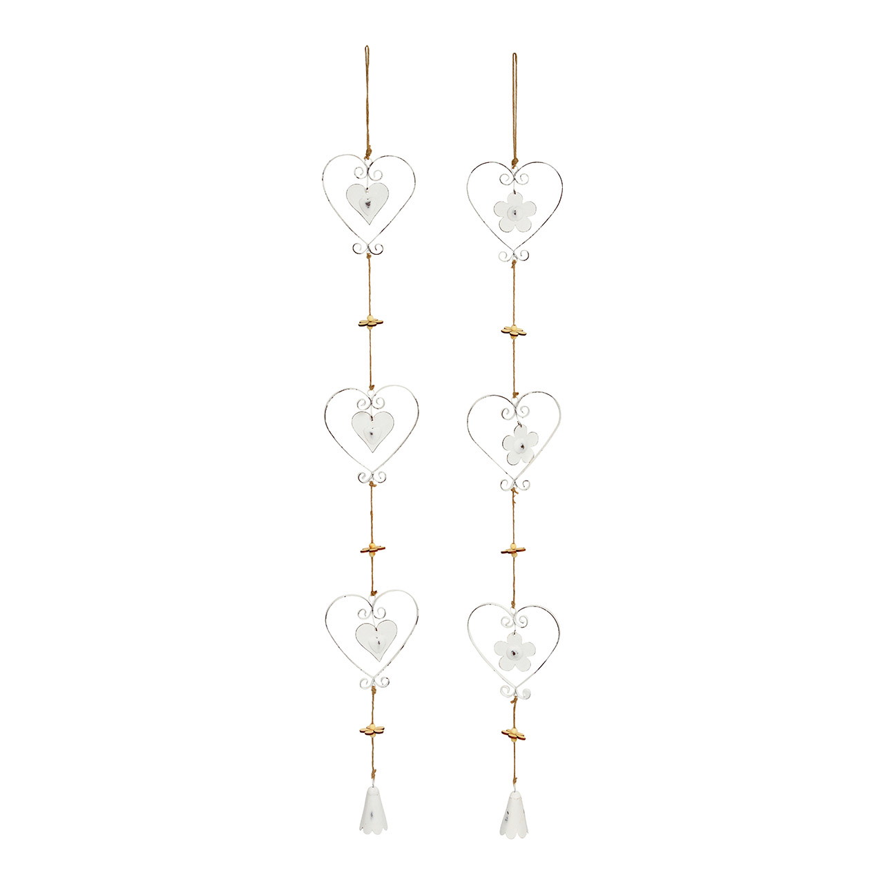 Hanger flower, heart made of metal white 2-fold, (W/H) 12x95cm Hanger flower, heart made of metal white 2-fold, (W/H) 12x95cm