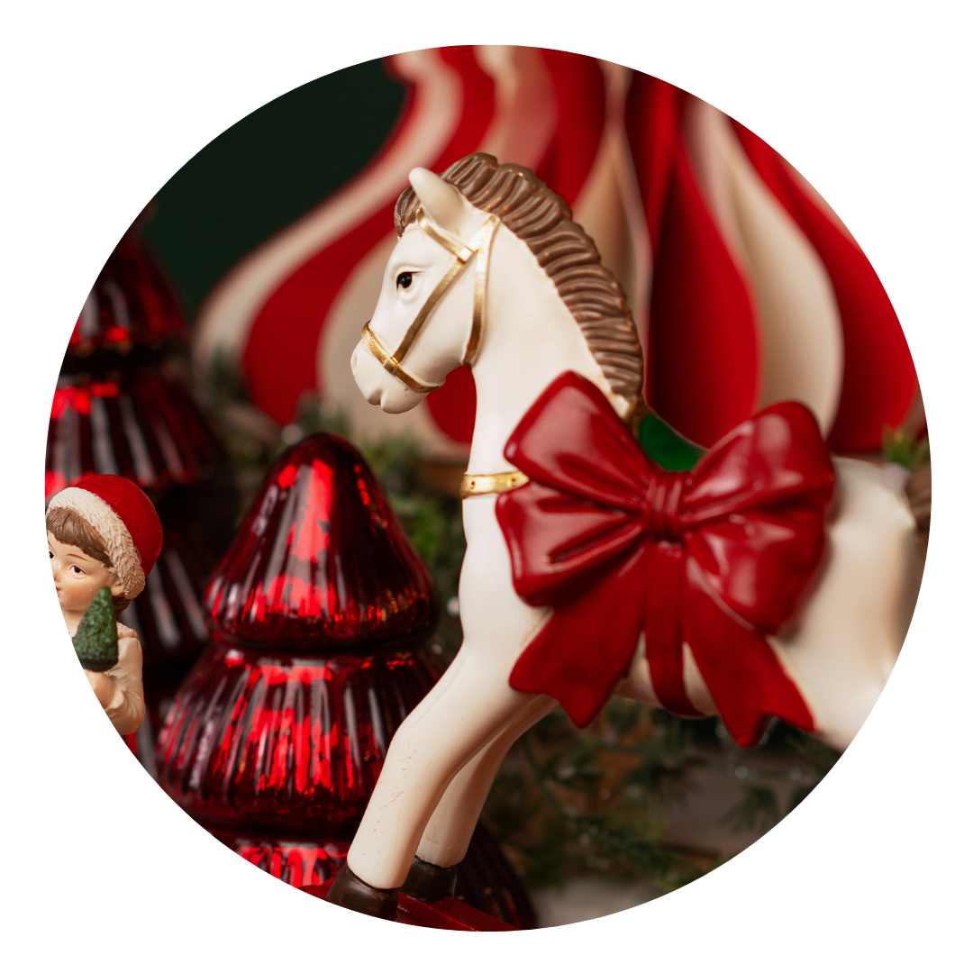 Weihnachtsdeko, Figur, Pferd, Hingucker, Rot, Weihnachtsdeko, Pferdekopf, Holzfigur, Rot, Schmuckknoten