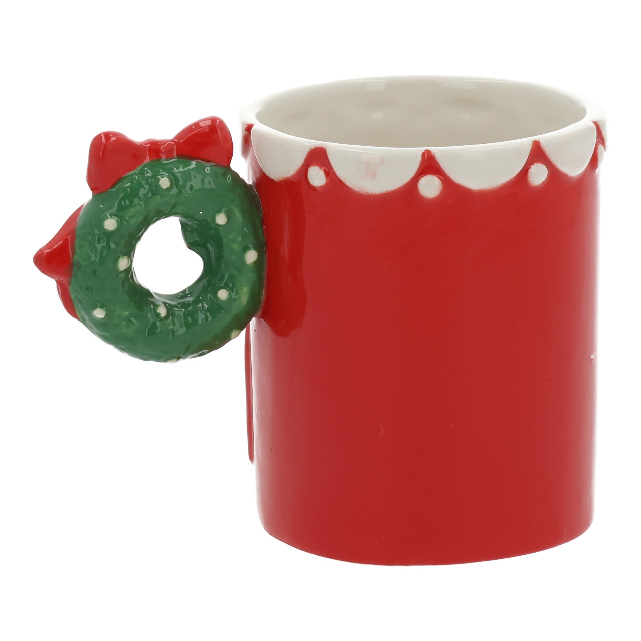 Tazza di Natale in ceramica rossa (L/H/D) 14x10x9cm 450ml Pokal, Töpferei, Kunst, Porzellan