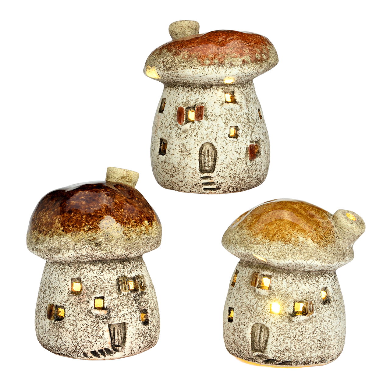 Luz LED seta casa de gres marrón 3 surtidos (A/A/P) 6.9x8.3x6.9cm 2xLR44 Figur, Person, Baby, Gesicht, Kopf