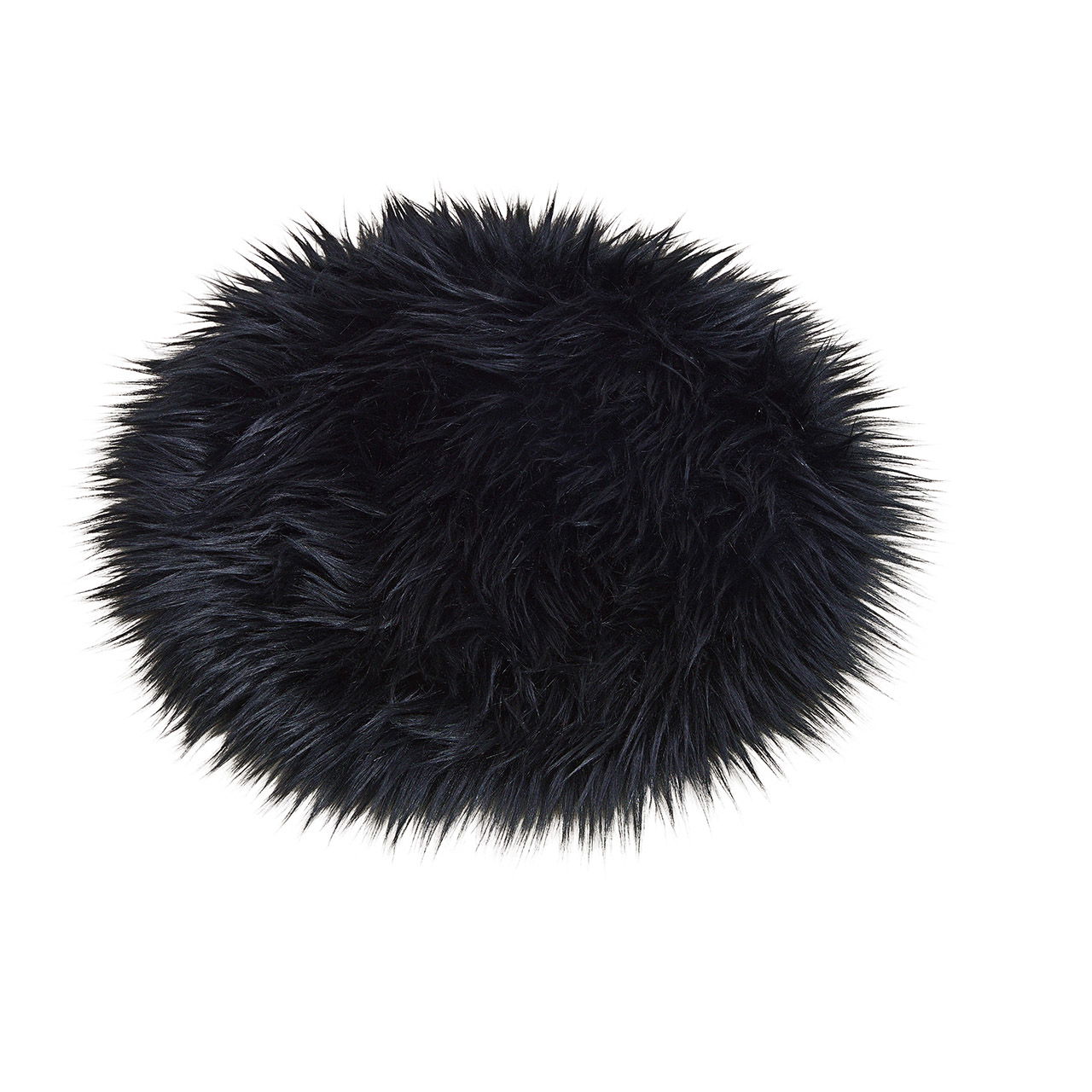 Coussin d'assise en fourrure synthétique noir Ø34cm Dekoration für Zuhause, Teppich