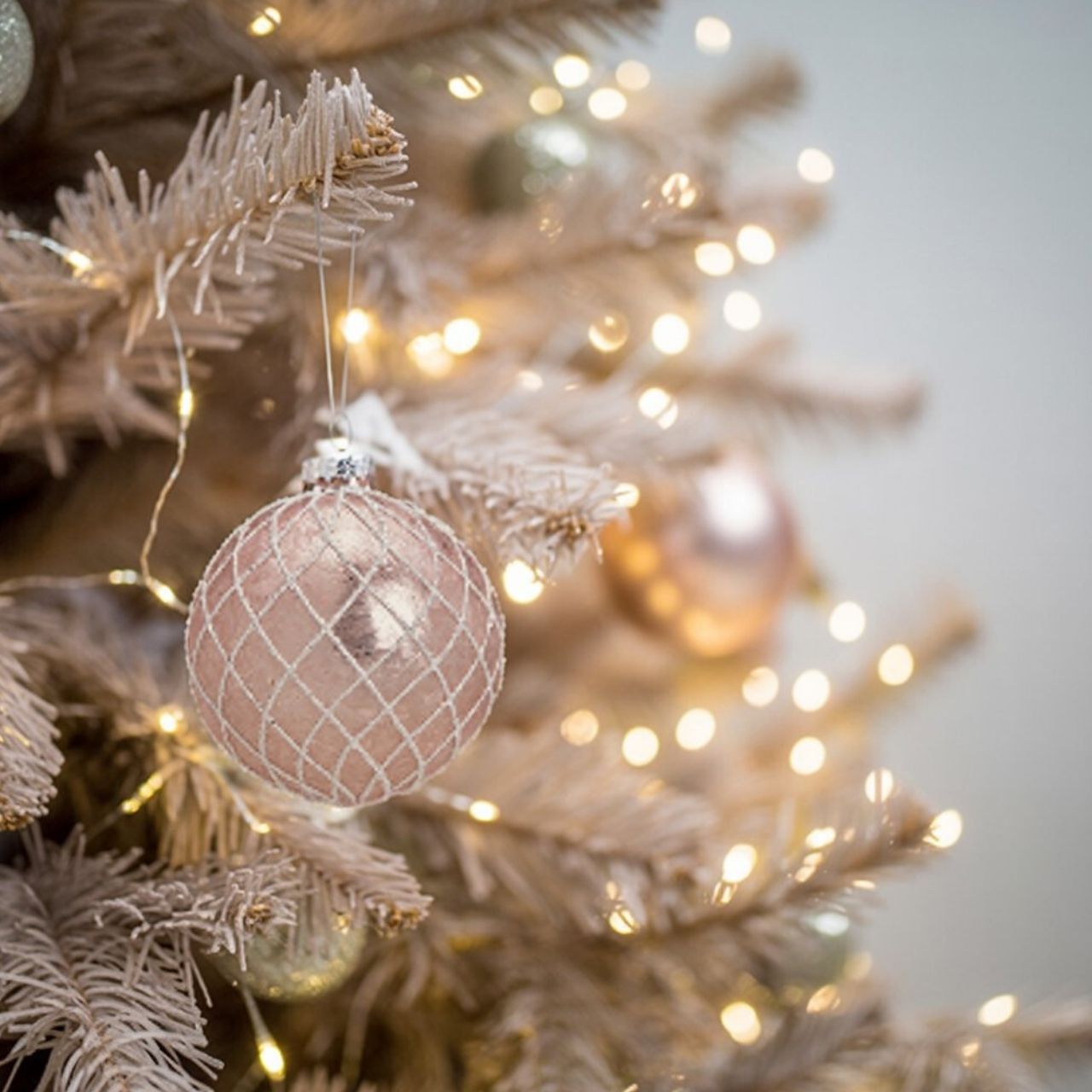 Weihnachtskugel Glitter aus Glas, 4-fach, Pink/Silber Ø10cm