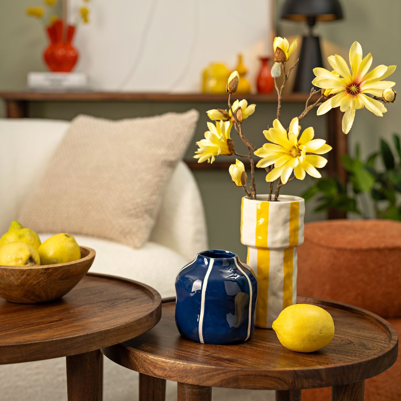 Vase aus Keramik, Blau (B/H/T) 12x12x12cm Vase aus Keramik, Blau (B/H/T) 12x12x12cm