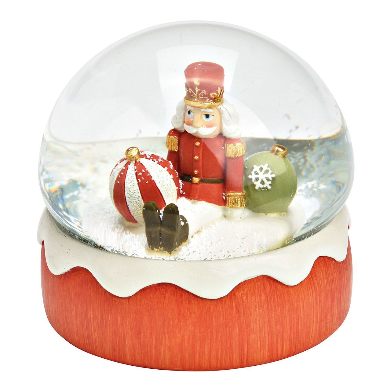 Snow globe nutcracker made of poly/glass red (W/H/D) 11x10x11cm