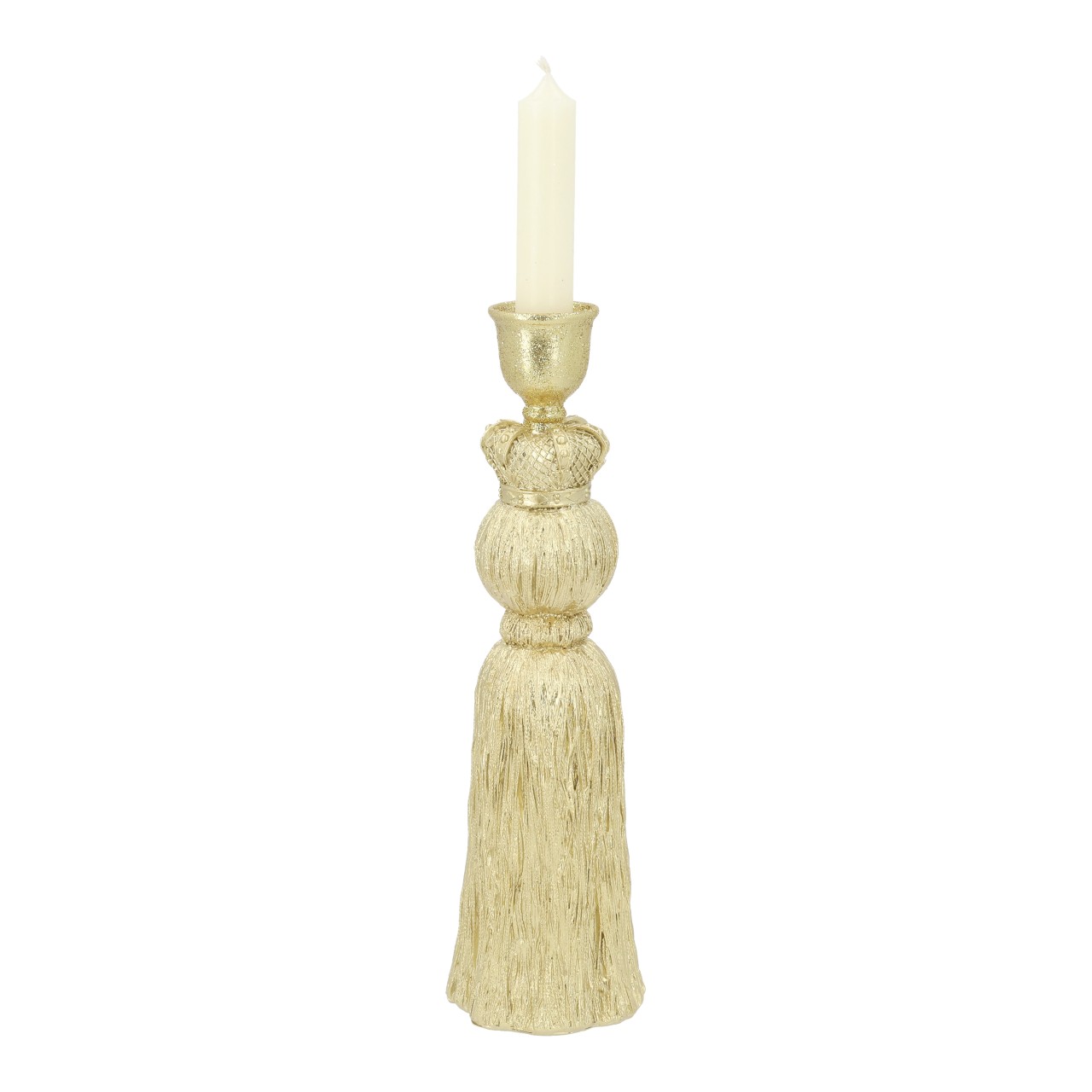 Kerzenhalter, Gold, Tropfen-Design, Fransen-Kandelaber, Kunststoff? Glas?