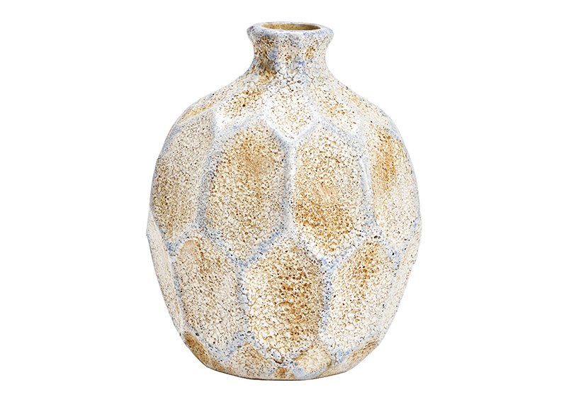 Vase aus Keramik creme (B/H/T) 17x21x17cm