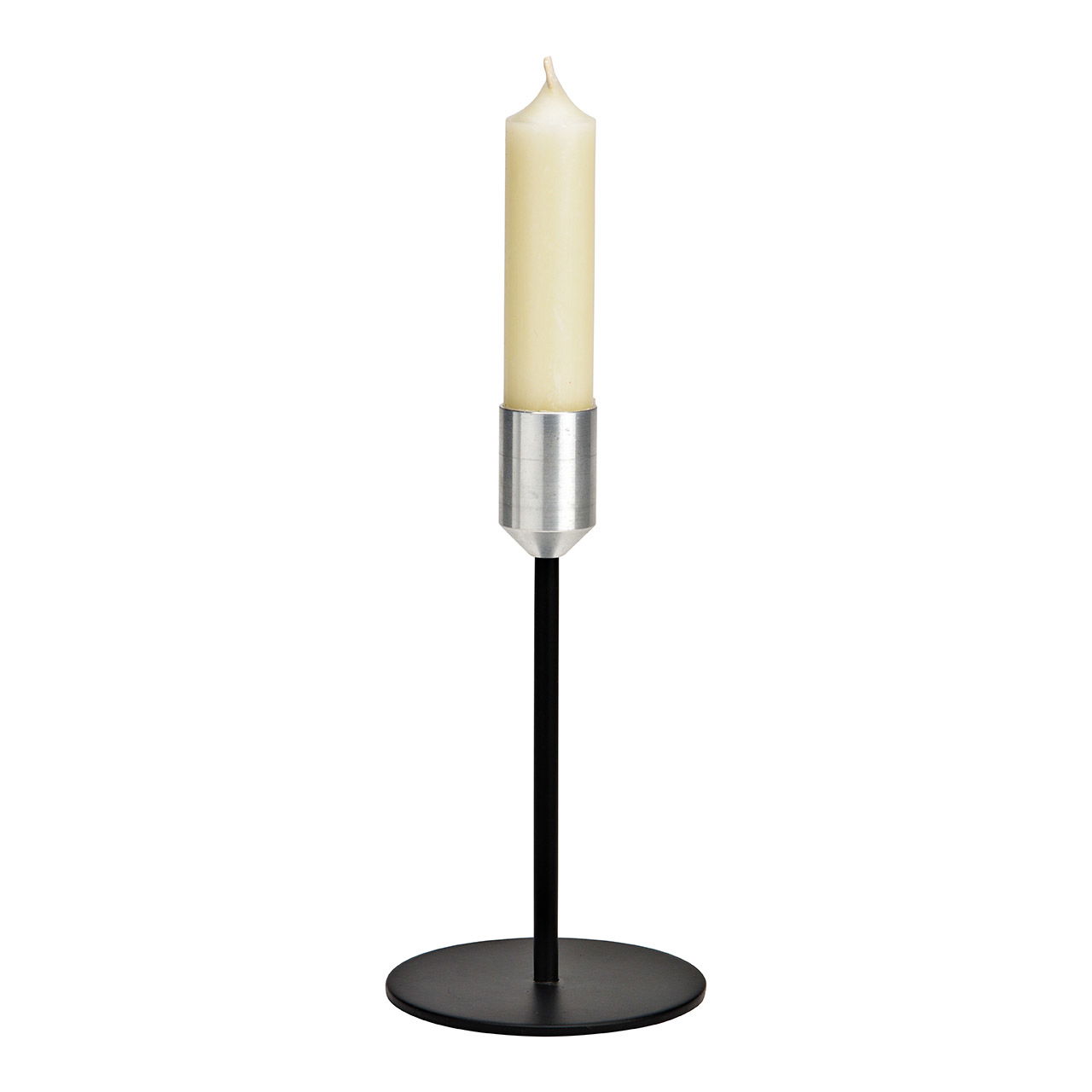 Kerzenhalter aus Metall schwarz, silber (B/H/T) 8x16x8cm Kerzenhalter aus Metall schwarz, silber (B/H/T) 8x16x8cm