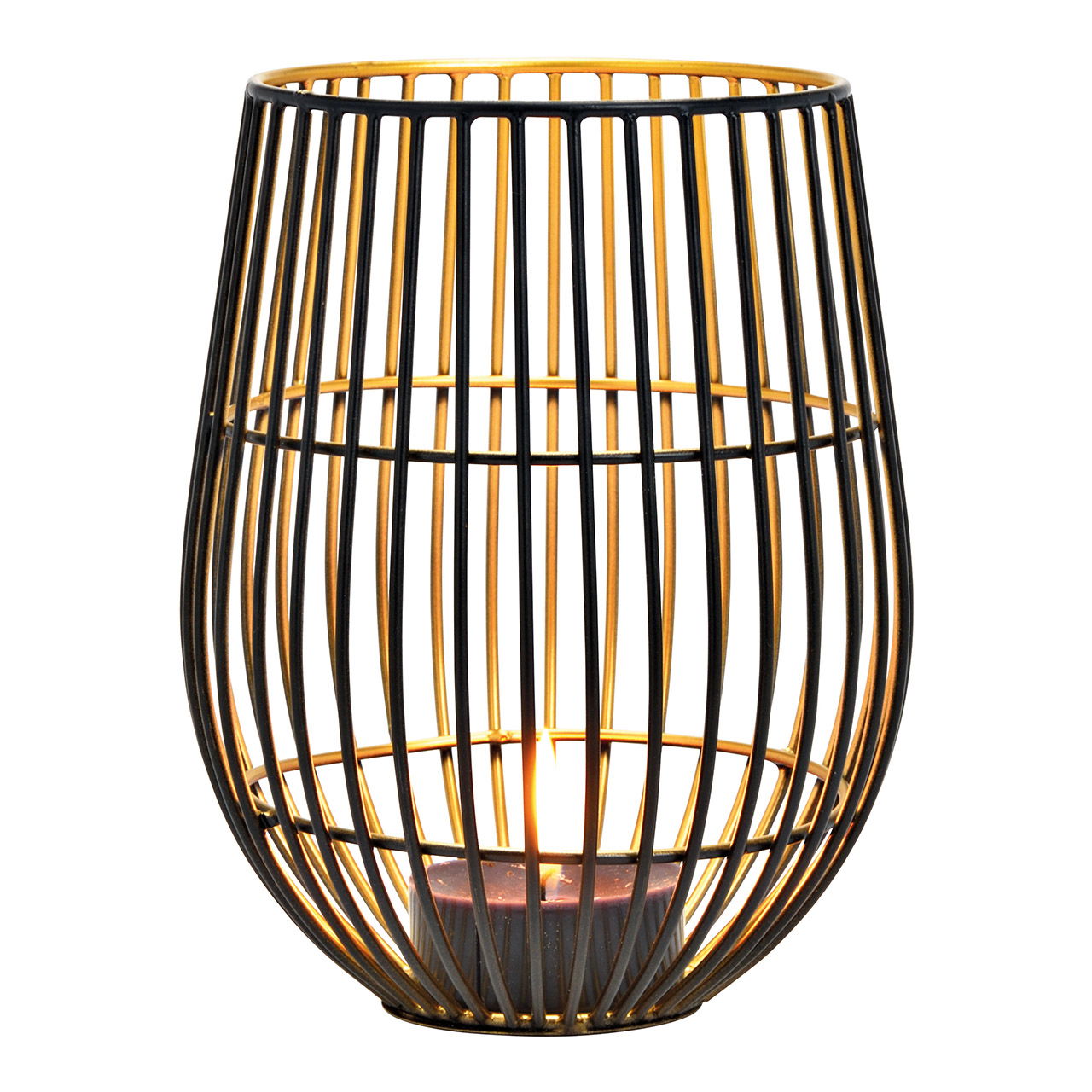 Metal lantern black, gold (W/H/D) 14x18x14cm