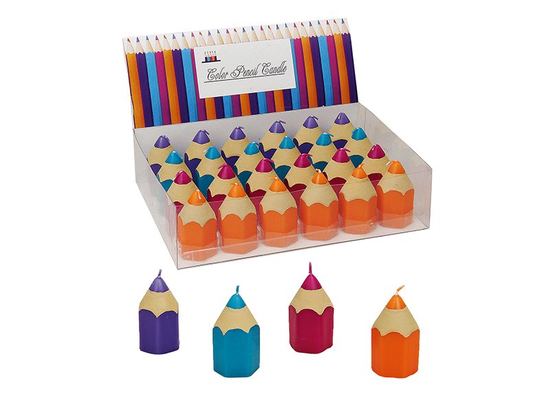 Candle pencil assorted 8cm