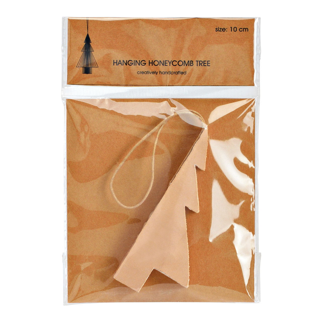 Honingraat kerstboomhanger van papier/karton, beige (B/H/D) 8x10x8cm