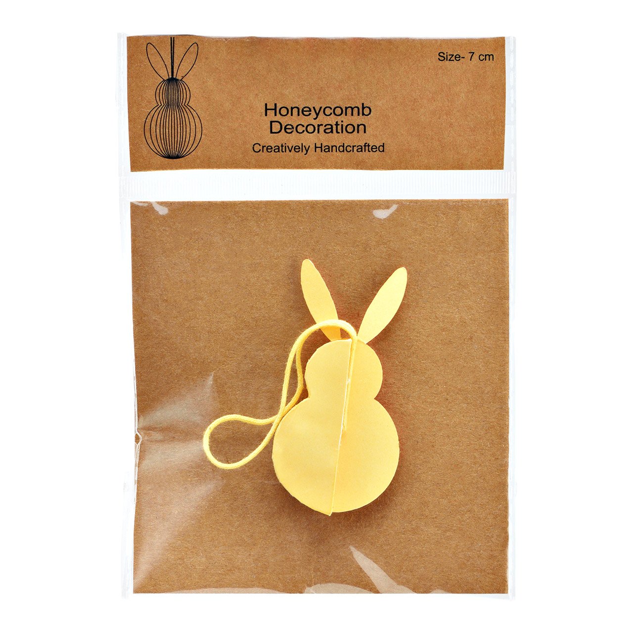 Suspension Honeycomb lapin en papier/carton jaune (L/H/P) 6x10x6cm