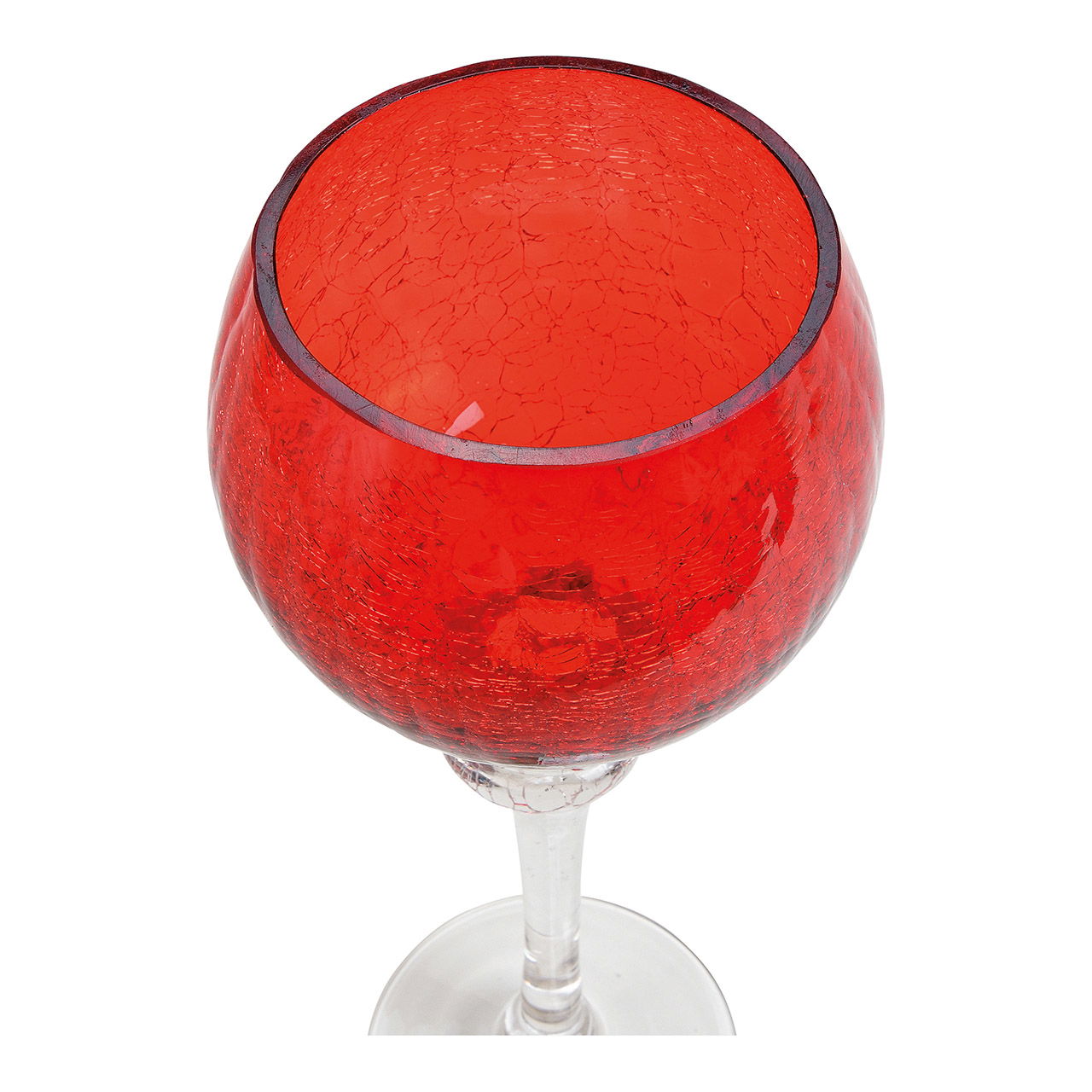 Windlicht Kelch Cracking aus Glas, 3er-Set, Rot (H) 30/35/40cm Ø13cm Glas, Kelch, Schnaps, Wein, Weinglas