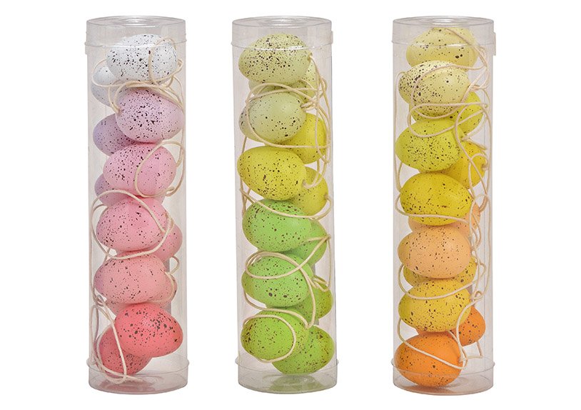 Set appendiabiti uova di Pasqua 3x4x3cm in plastica colorata, unicolore 12pz, 3 pieghe, (L/H/D) 5x20x5cm