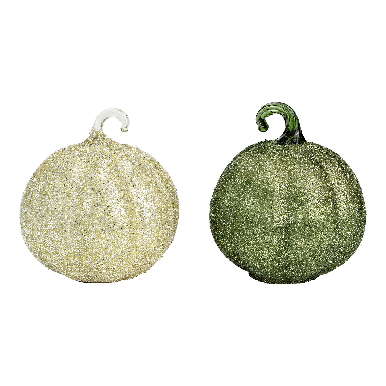 Kürbis aus Glas, 2-fach, Grün/Silber (B/H/T) 15x17x15cm Zubehor, Ohrring, Schmuck, Essen, Produzieren