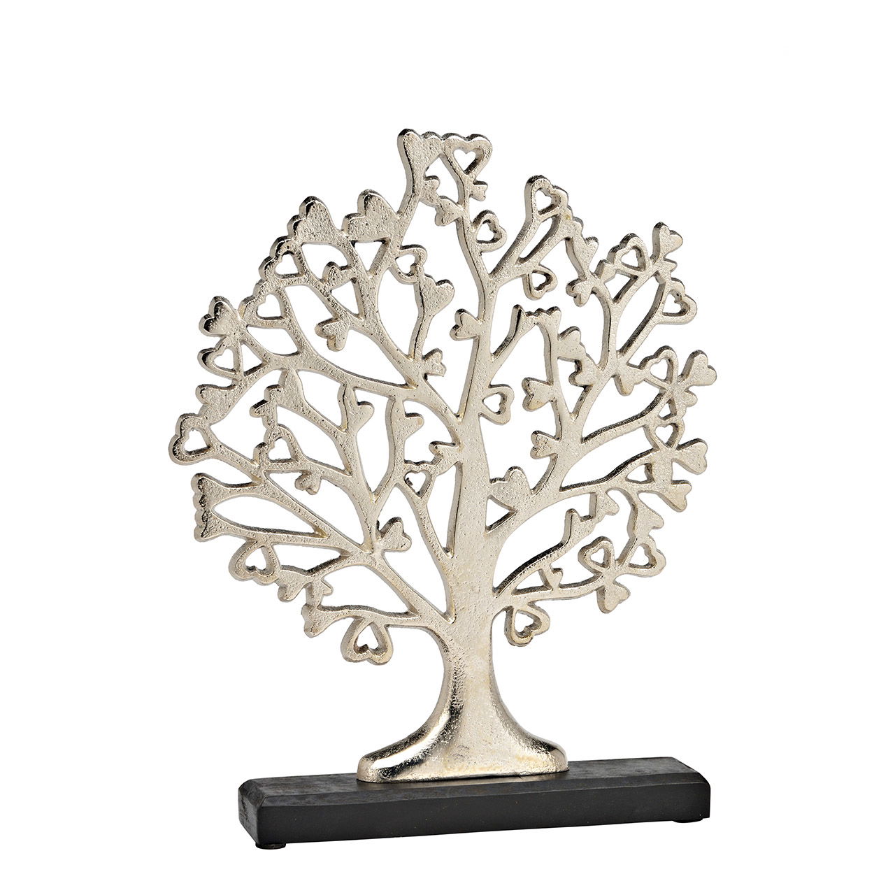 Stand tree on mango wood base of metal silver (W/H/D) 27x34x5cm