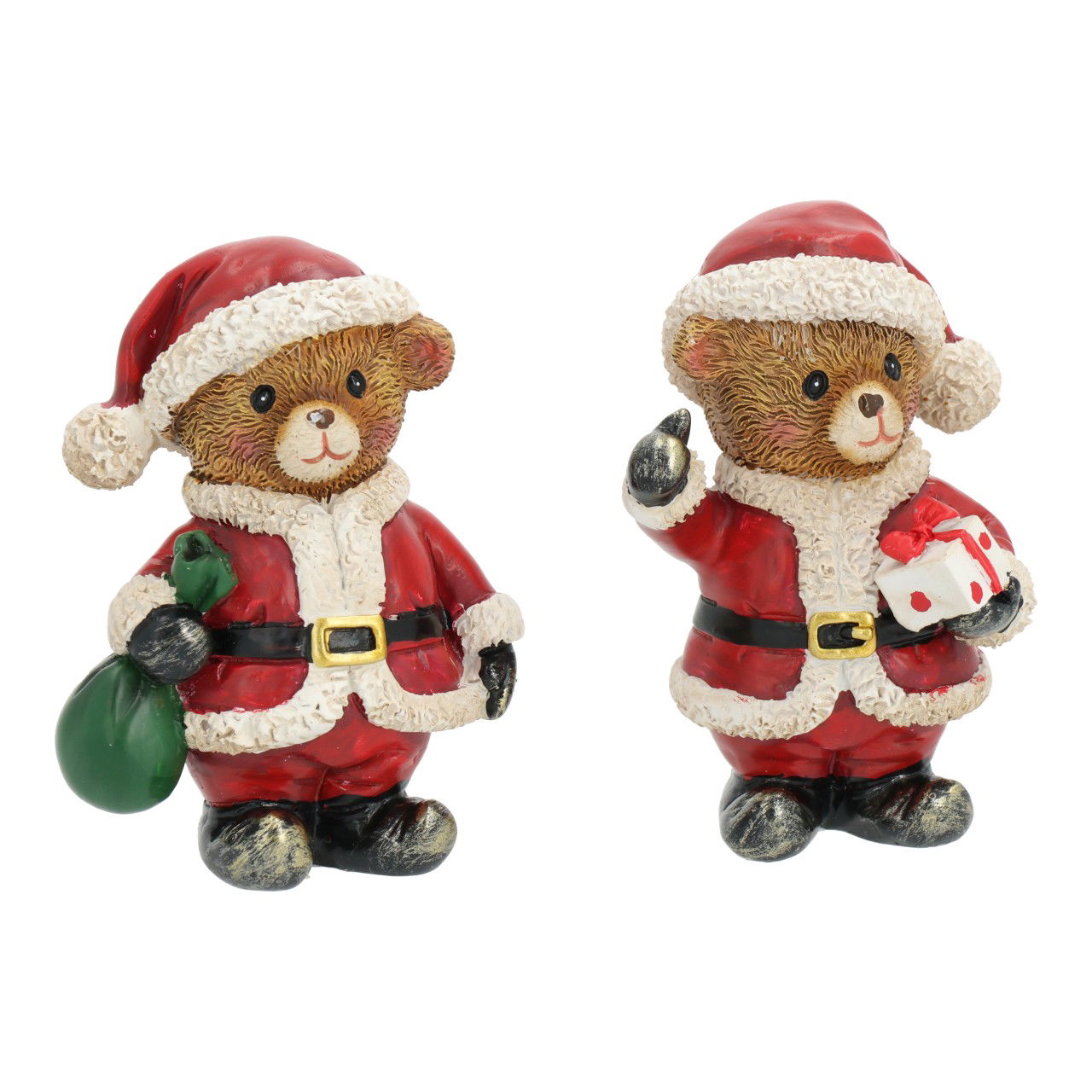 Ours avec bonnet de Noël en poly rouge 2 fois assorti (L/H/P) 5x7x4cm Spielzeug, Figur