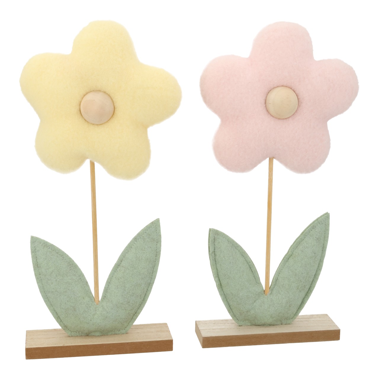 Blumendeko, Stoffblume, Holzstab, Pastell, Dekor