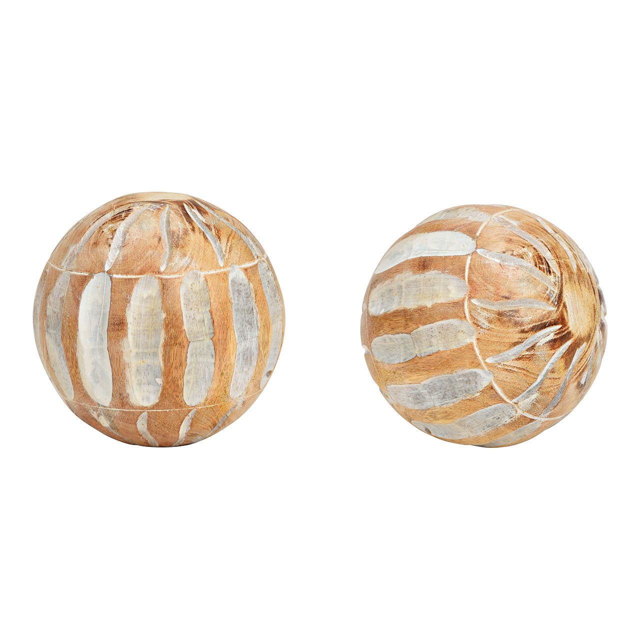 Boule en bois de manguier blanc (L/H/P) 10x10x10cm