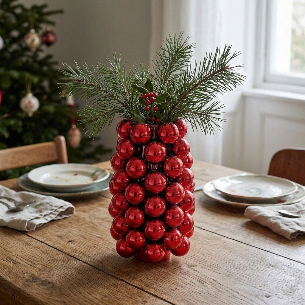 Vase Bubble en porcelaine, rouge foncé (L/H/P) 16x24x16cm Deko-Kugeln, Weihnachtskugeln, rot, Glaskugeln, Kugelstrang