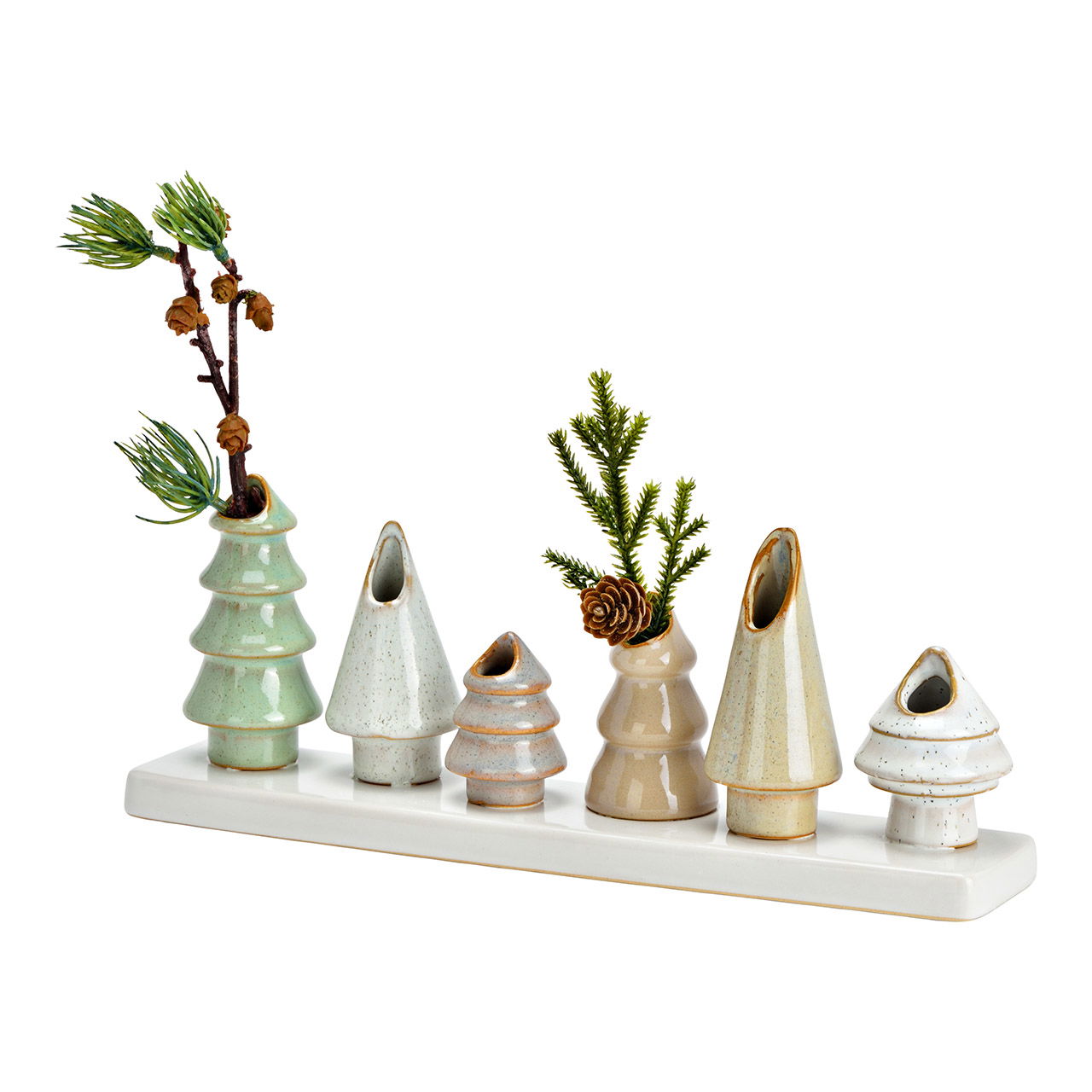 Vase aus Keramik, Beige/Grün (B/H/T) 30x11x6cm Vase aus Keramik, Beige/Grün (B/H/T) 30x11x6cm