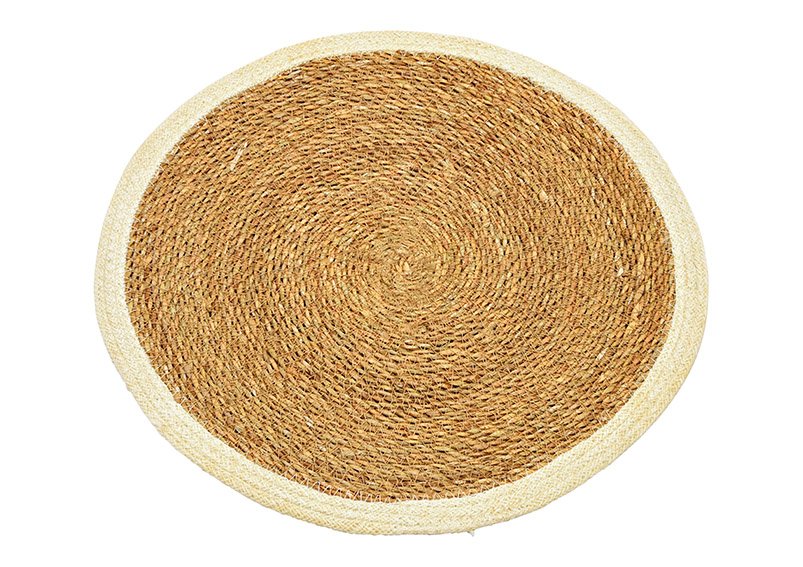 Placemat seaweed, jute from natural material nature, white Ø38cm