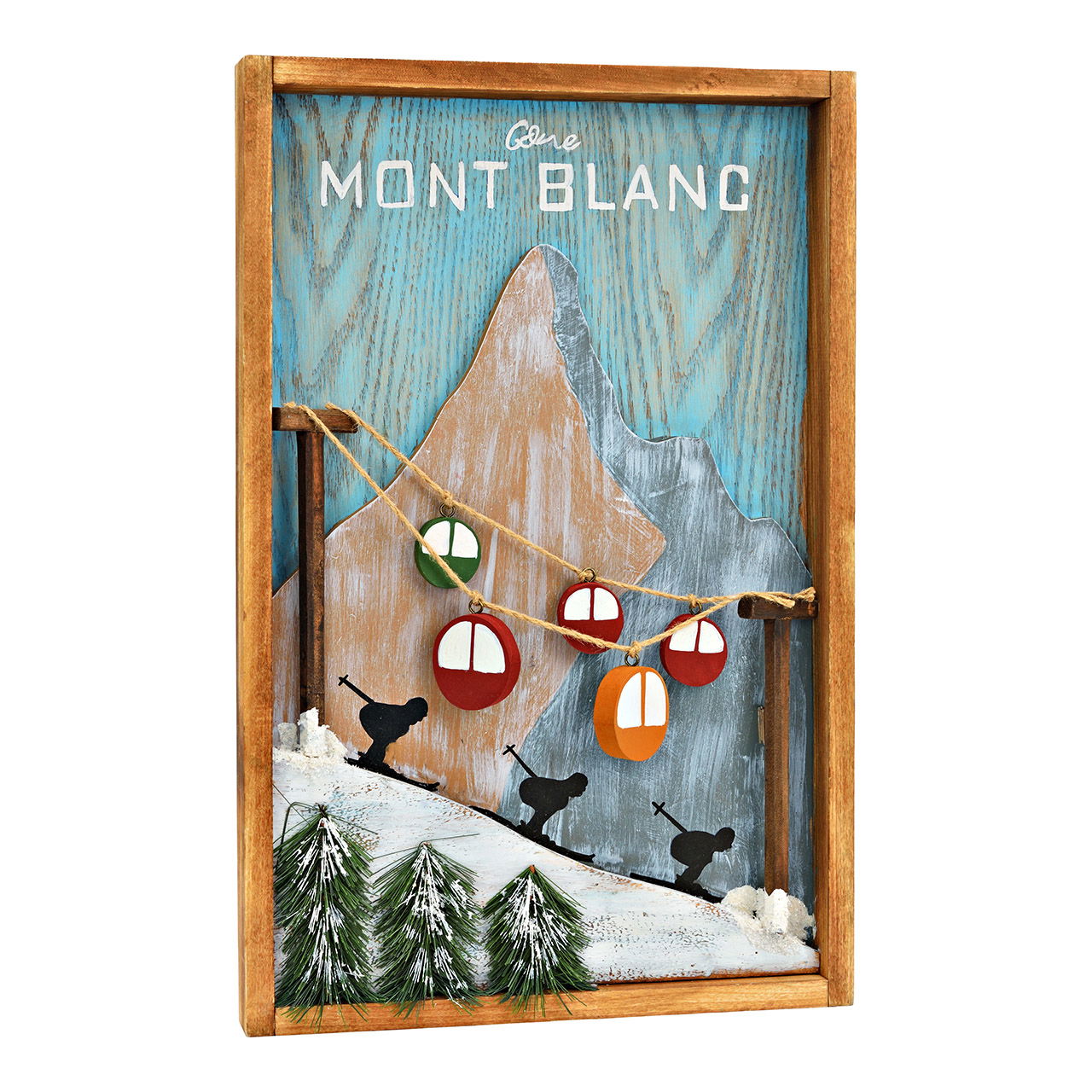 Tableau mural Skier Mont Blanc en bois, Coloré (L/H/P) 33x51x4cm