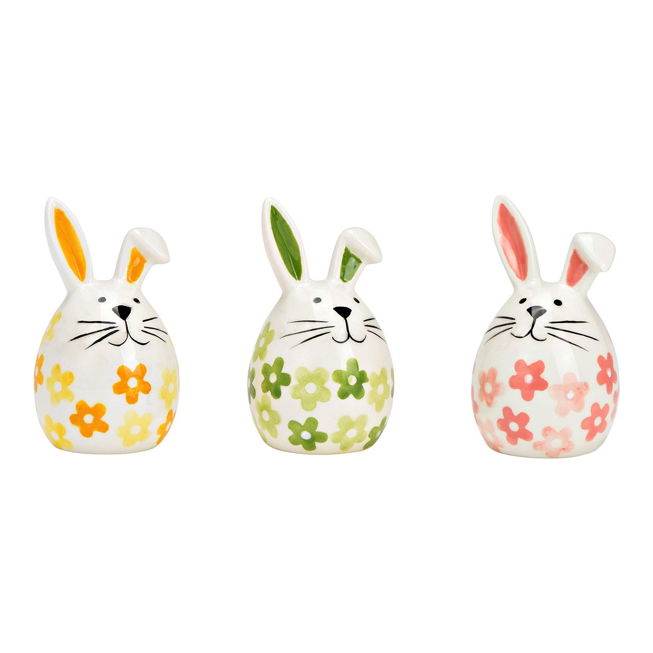 Hase Blumen Dekor aus Keramik bunt 3-fach, (B/H/T) 6x12x7cm Hase Blumen Dekor aus Keramik bunt 3-fach, (B/H/T) 6x12x7cm