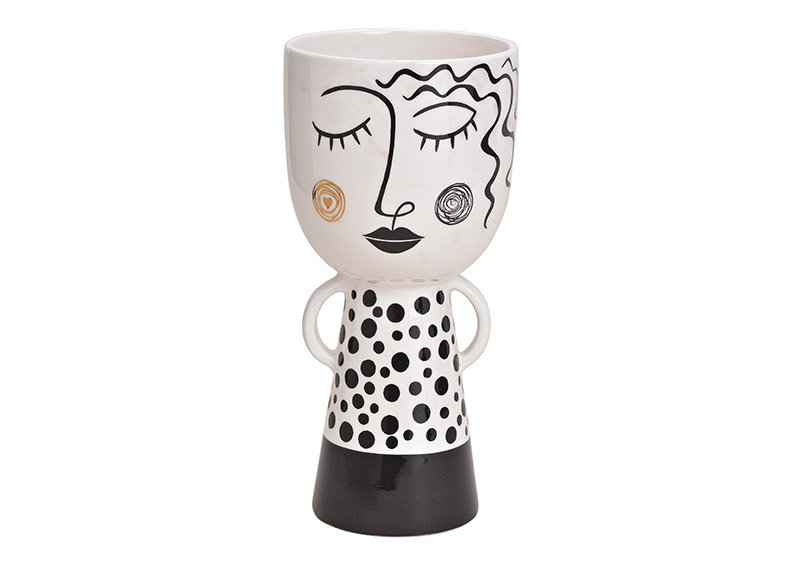 Vaso donna di ceramica Nero, bianco (w/h/d) 14x29x14cm