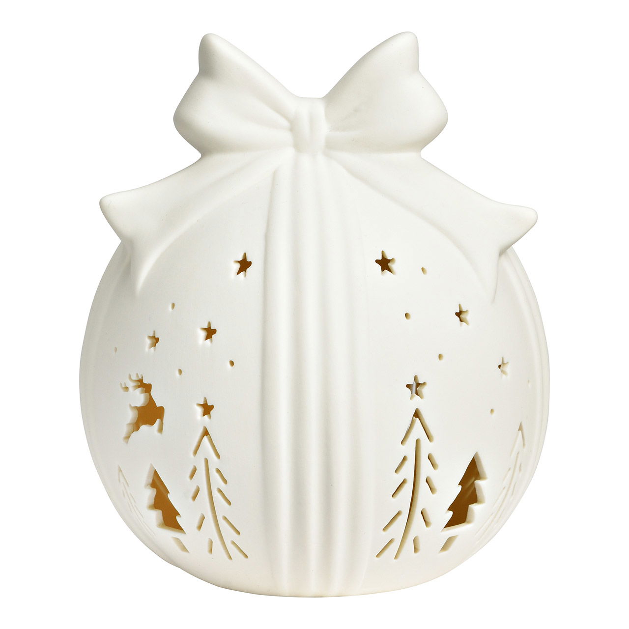 Cadeau avec LED en porcelaine, blanc (L/H/P) 12x14x12cm Fonctionnement sur piles 3xLR44 non incluses