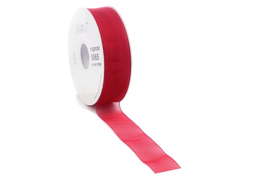 Packing Ribbon ORGANZA wo/e 50m x 15mm, Warm red, 100% Polyester, 5065.5015.21