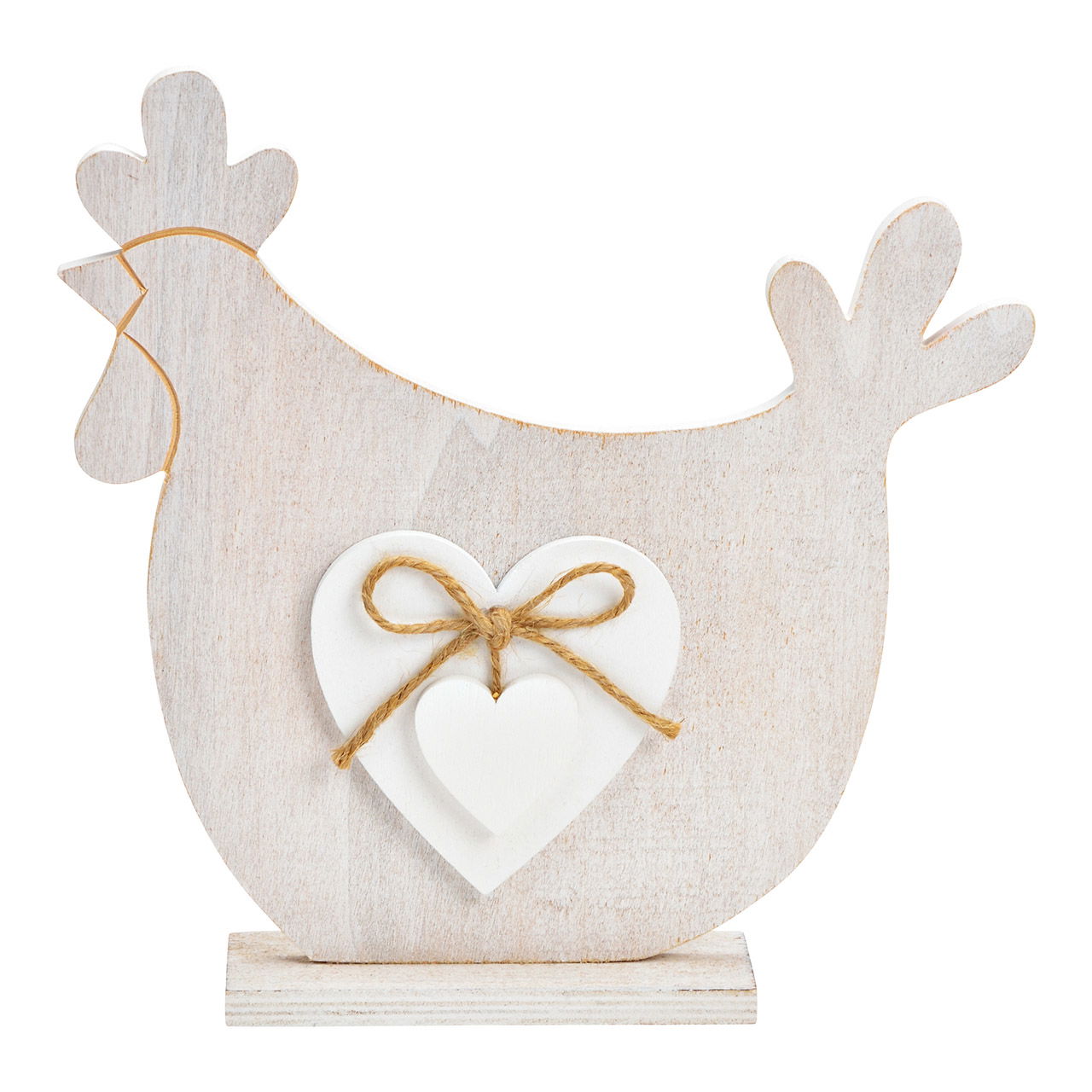 Pollo da esposizione in legno, bianco (L/A/D) 22x22x5cm