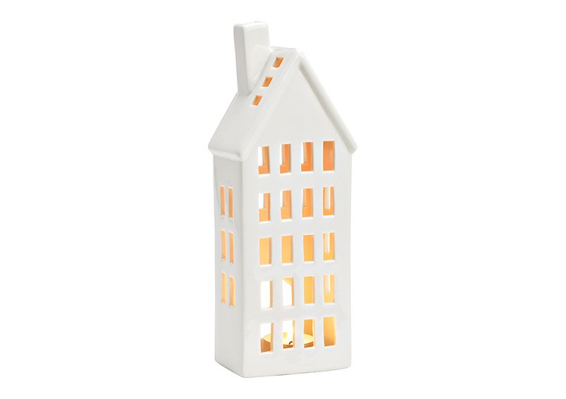 Windlicht Haus aus Porzellan Weiß (B/H/T) 10x26x7cm