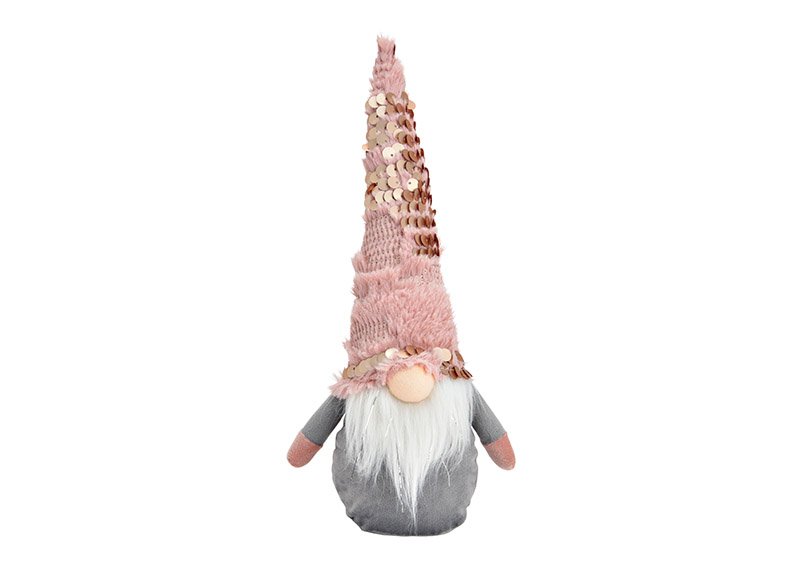 Gnome of textile Pink, grey (W/H/D) 12x30x7cm